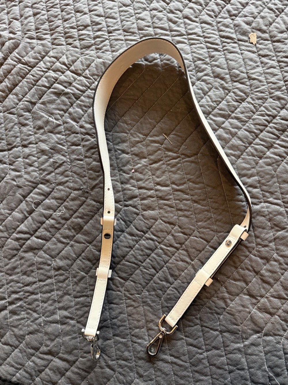 Michael Kors White Leather Adjustable Bag Strap with Silver Hardware